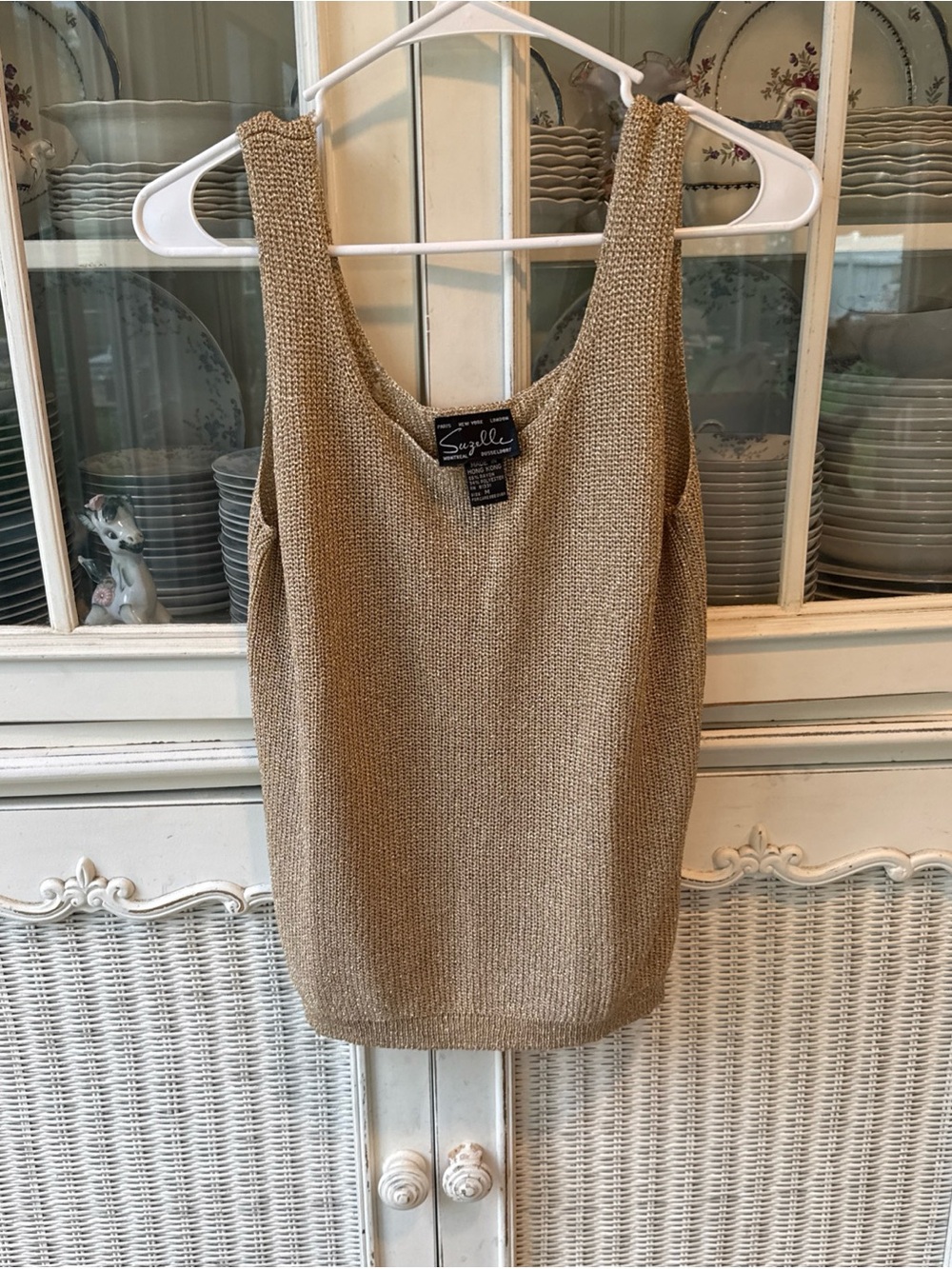 Suzelle Metallic Knit Tank Top in Gold-Tone vintage m